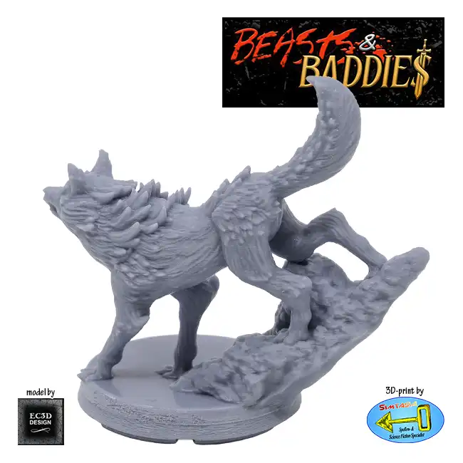 Wolf 3 (Beasts & Baddies V2, 3D print, resin) - Afbeelding 3