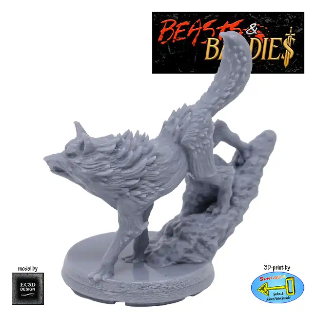 Wolf 3 (Beasts & Baddies V2, 3D print, resin) - Afbeelding 4