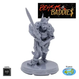 Undead Soldier with 2-handed sword (Beasts & Baddies V2, 3D print, resin)